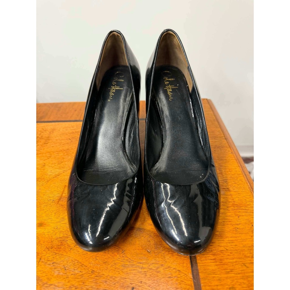 Cole Haan Nike Air Black Patent Leather Round Toe Pumps Heels Womens 10B